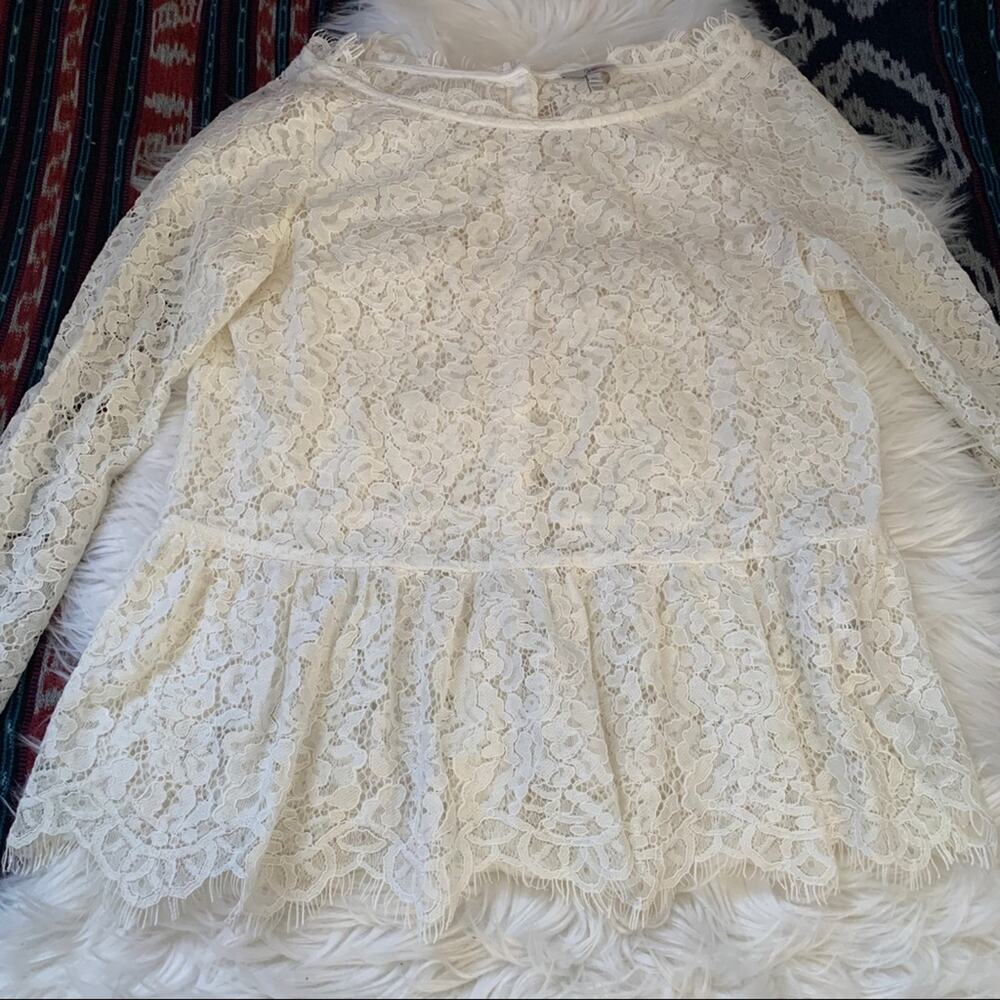 Joie White Koda Lace Peplum Top antique 3/4 sleeve sz XS - Picture 2 of 11